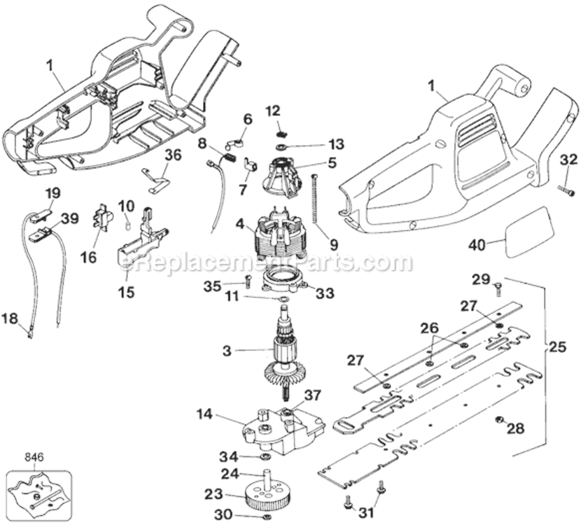 Page A Diagram and Parts List for TR165 Type 2 Black and Decker Hedge Trimmer